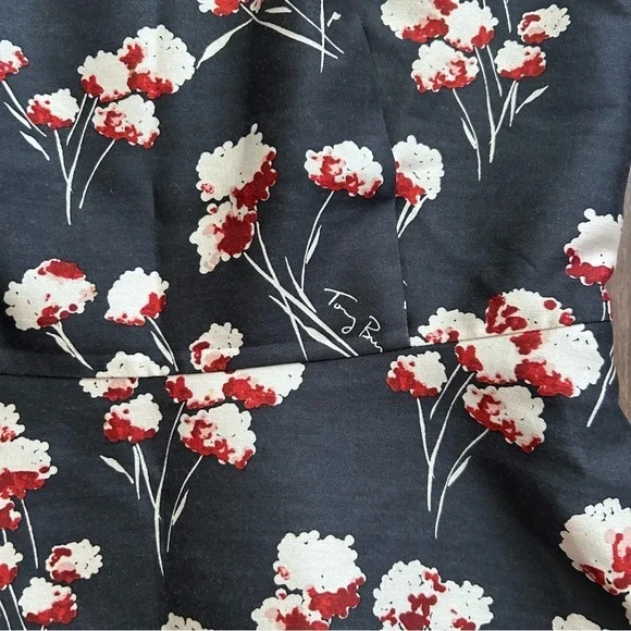 Tory Burch Kelly Floral Peplum Sleeveless Top Blouse Petrol Gray Field Flowers 4 - Picture 7 of 10